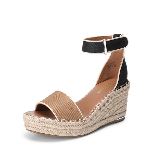 Adjustable Ankle Strap Espadrille Platform Sandals - BLACK/BROWN -  0