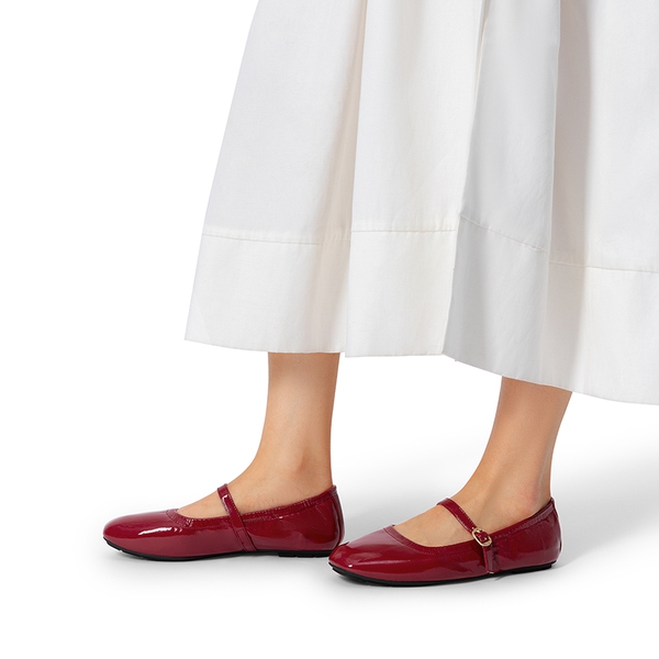 Women's Bendable Non-Slip Mary Jane Ballet Flats - RED - 7