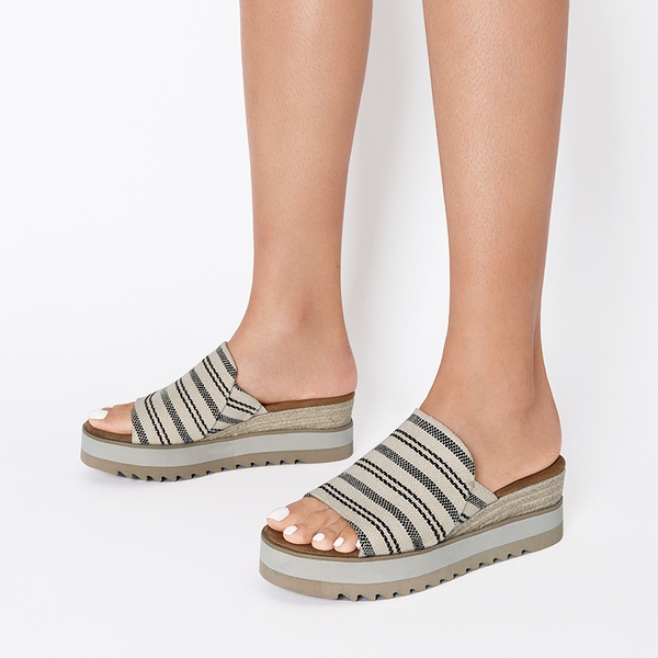 Lightweight Canvas Upper Wedge Sandals - NATURAL-FABRIC - 6