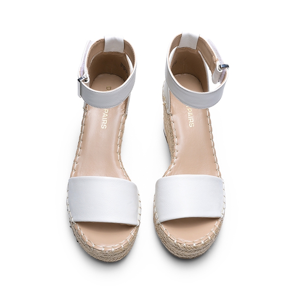 Adjustable Ankle Strap Espadrille Platform Sandals - WHITE - 3