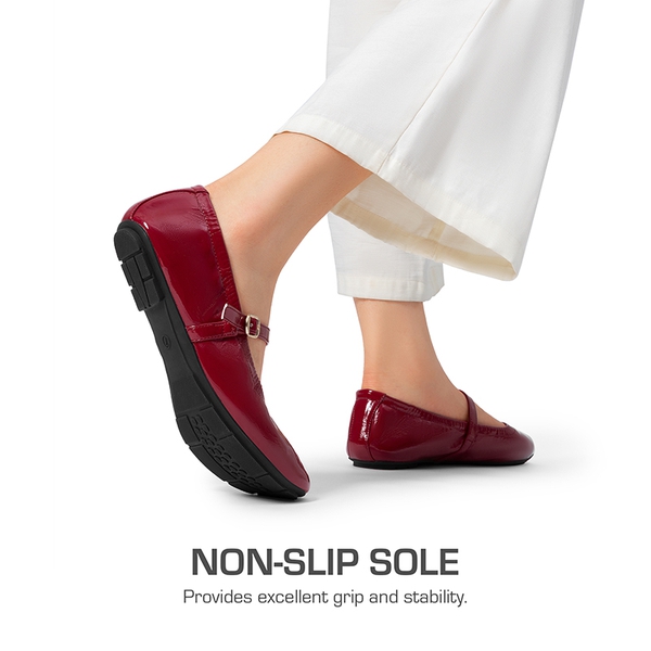 Women's Bendable Non-Slip Mary Jane Ballet Flats - RED - 5