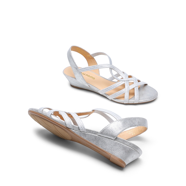 Slip-On Chic Strappy Wedge Sandals - SILVER - 4