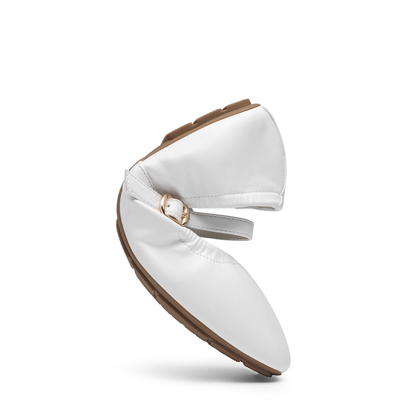 Women's Bendable Non-Slip Mary Jane Ballet Flats - WHITE - 3