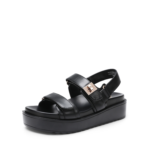 Comfort Arch Support Platform Casual Sandals - BLACK-PU -  0