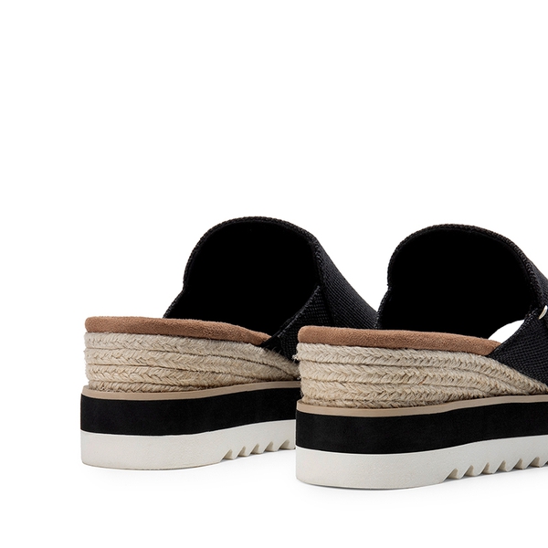 Lightweight Canvas Upper Wedge Sandals - BLACK - 2