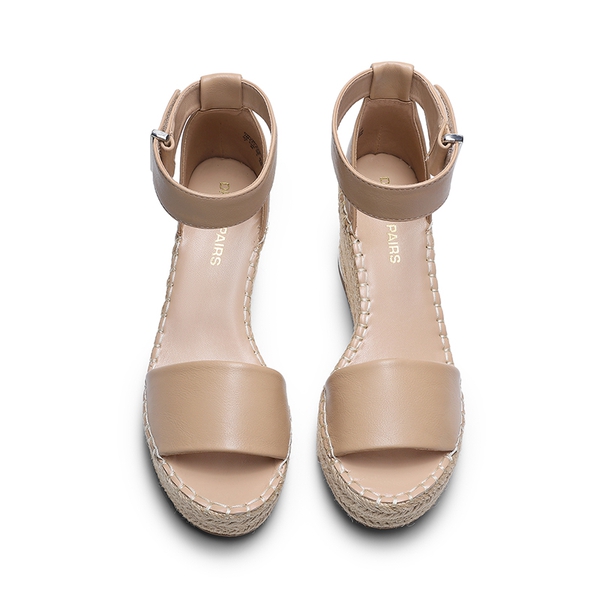 Adjustable Ankle Strap Espadrille Platform Sandals - NUDE - 3