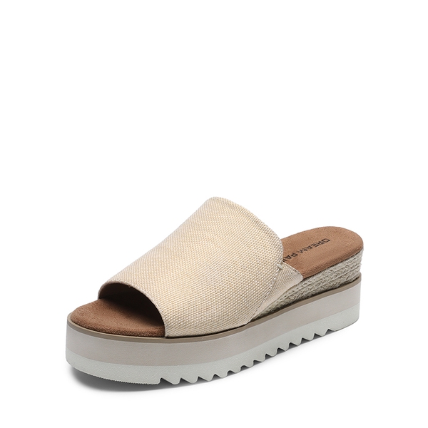 Lightweight Canvas Upper Wedge Sandals - NUDE -  0