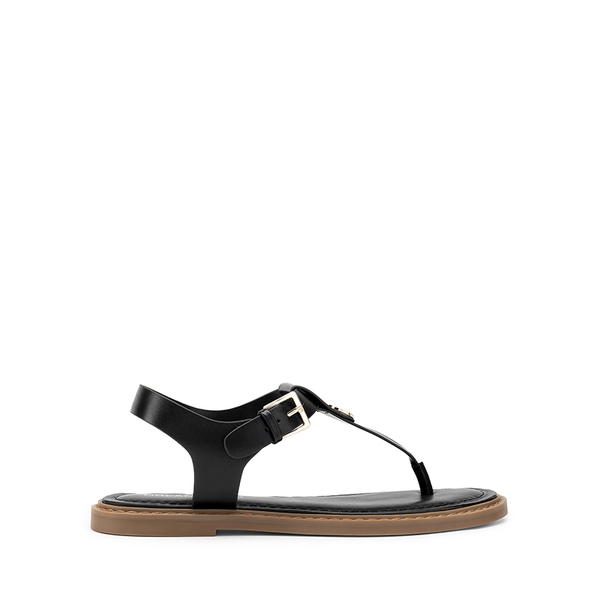 Comfortable Chic T-strap Flat Sandals - ALL BLACK - 1