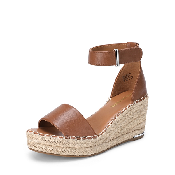 Adjustable Ankle Strap Espadrille Platform Sandals - BROWN -  0