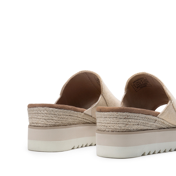 Lightweight Canvas Upper Wedge Sandals - NUDE - 2