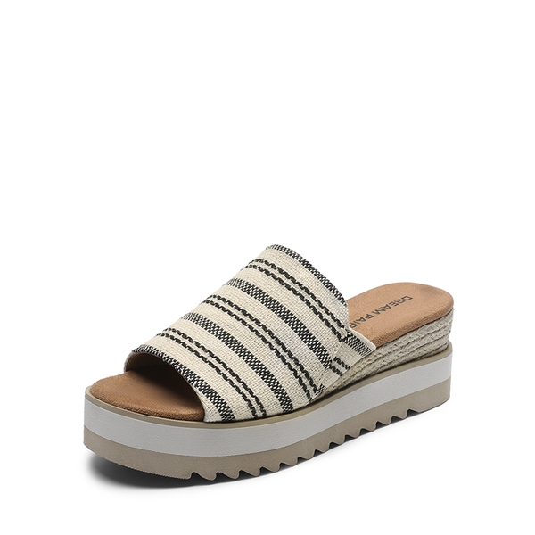 Lightweight Canvas Upper Wedge Sandals - NATURAL-FABRIC -  0