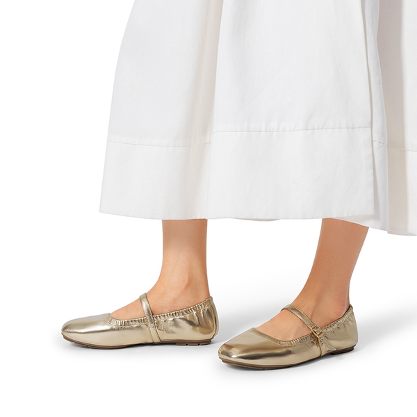 Women's Bendable Non-Slip Mary Jane Ballet Flats - GOLD - 7