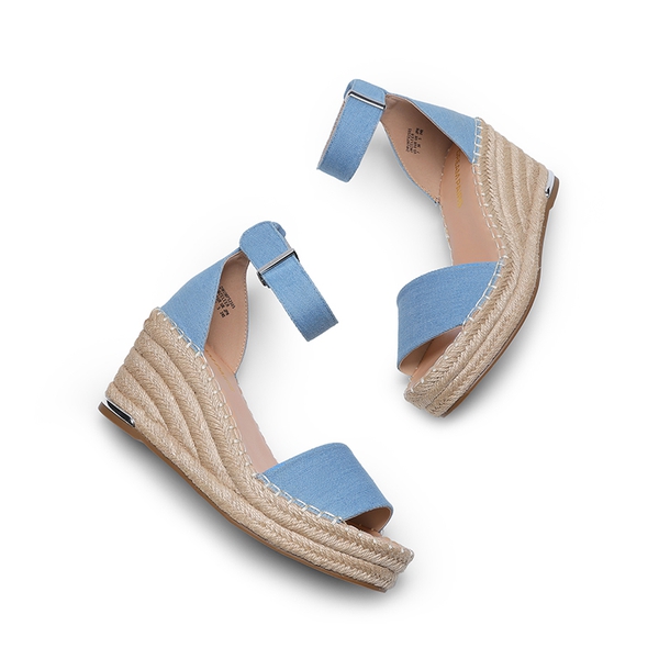 Adjustable Ankle Strap Espadrille Platform Sandals - DENIM BLUE - 4