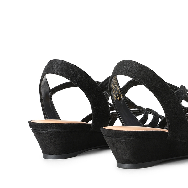 Slip-On Chic Strappy Wedge Sandals - BLACK - 2