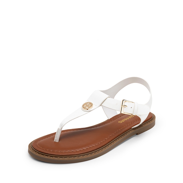 Comfortable Chic T-strap Flat Sandals - WHITE -  0
