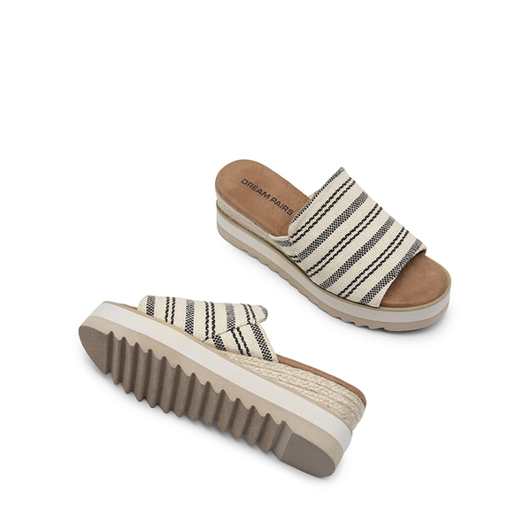 Lightweight Canvas Upper Wedge Sandals - NATURAL-FABRIC - 3