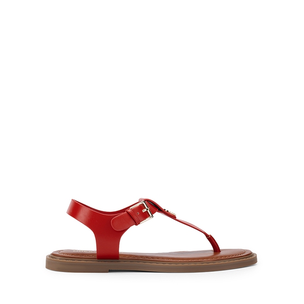 Comfortable Chic T-strap Flat Sandals - RED - 1