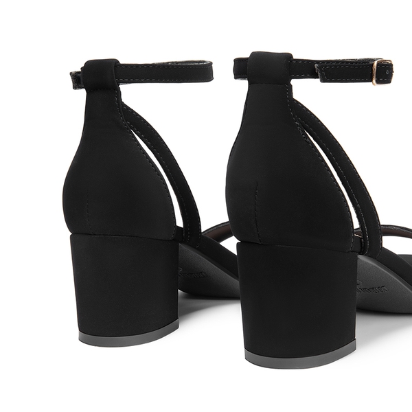Women’s Classic One-Strap Heeled Sandals - BLACK - 3