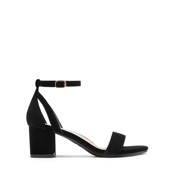 Women’s Classic One-Strap Heeled Sandals - BLACK - 1