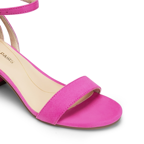 Women’s Classic One-Strap Heeled Sandals - HOT PINK - 4