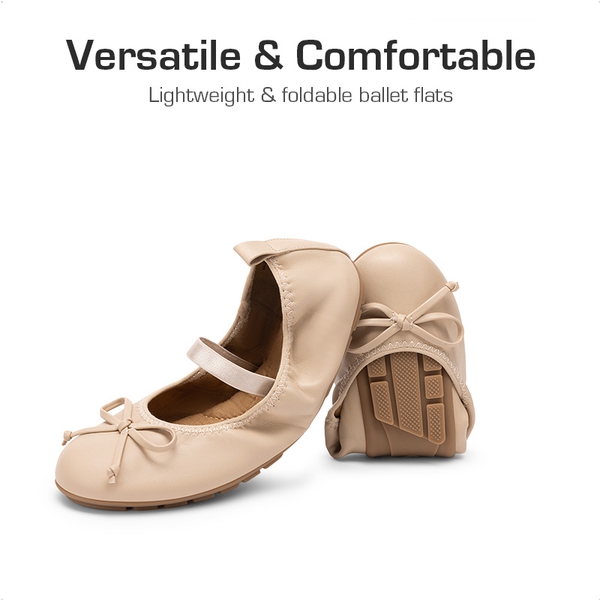 Girls’ Lightweight Versatile Ballet Flats - NUDE - 1