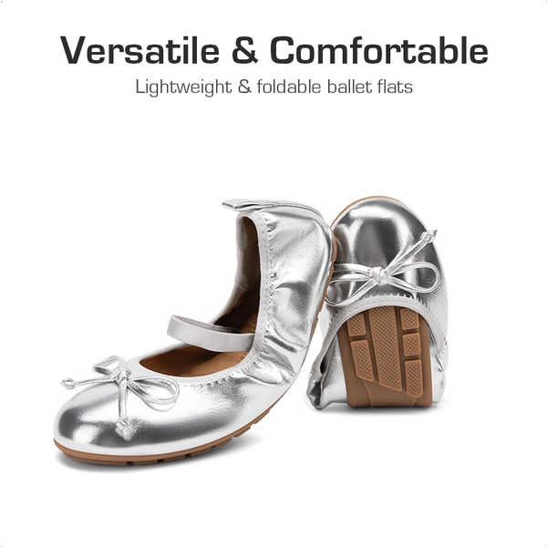 Girls’ Lightweight Versatile Ballet Flats - SILVER - 1