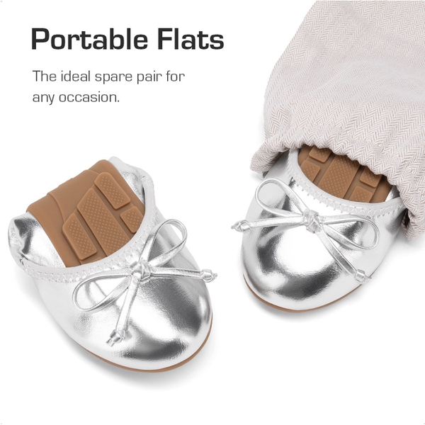 Girls’ Lightweight Versatile Ballet Flats - SILVER - 5