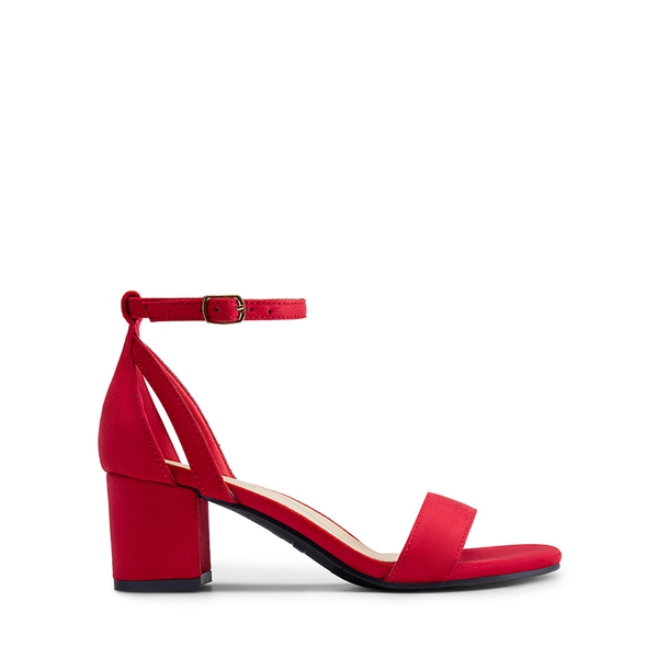 Women’s Classic One-Strap Heeled Sandals - RED - 1
