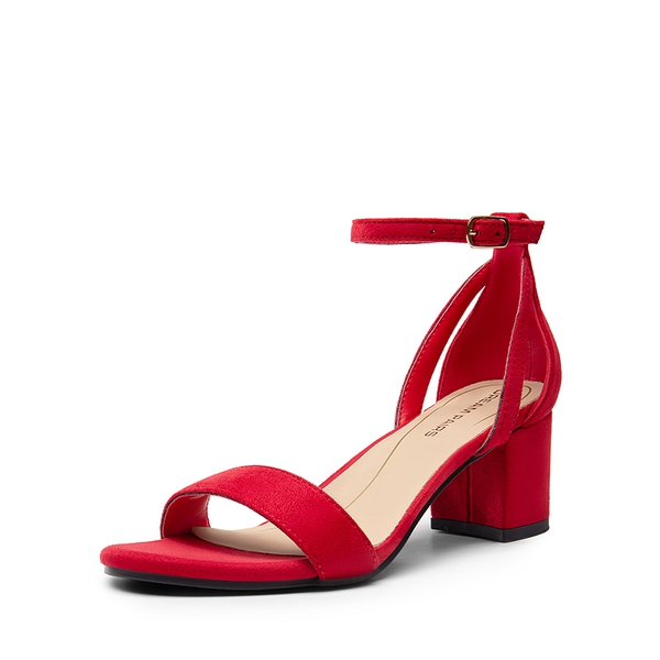 Women’s Classic One-Strap Heeled Sandals - RED -  0