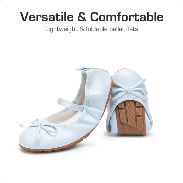 Girls’ Lightweight Versatile Ballet Flats - LIGHT BLUE - 1