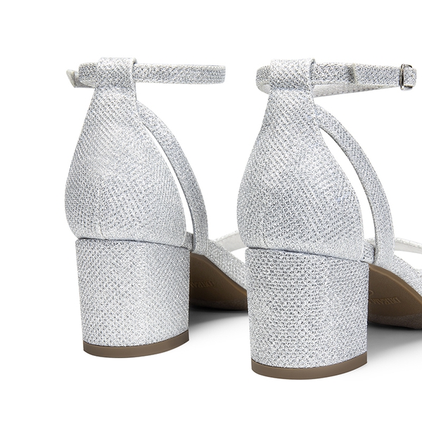 Women’s Classic One-Strap Heeled Sandals - SILVER-GLITTER - 3