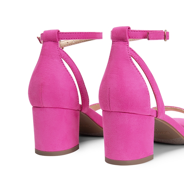 Women’s Classic One-Strap Heeled Sandals - HOT PINK - 3