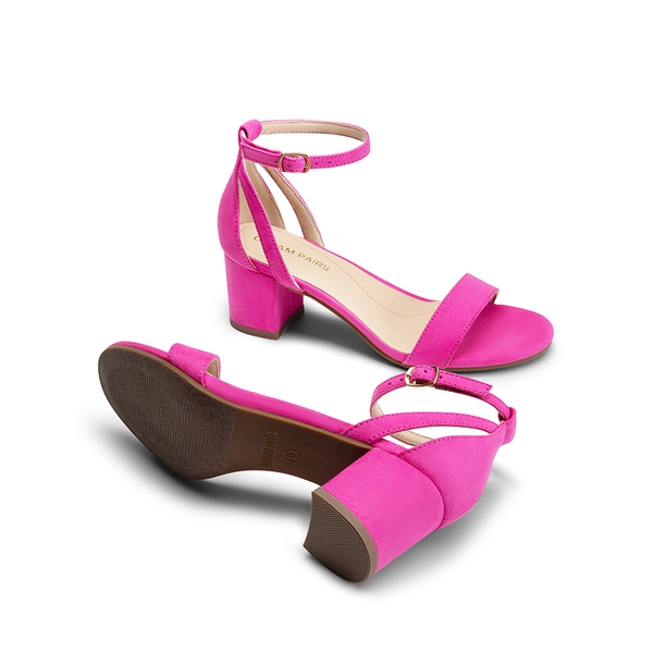 Women’s Classic One-Strap Heeled Sandals - HOT PINK - 2