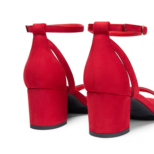 Women’s Classic One-Strap Heeled Sandals - RED - 3