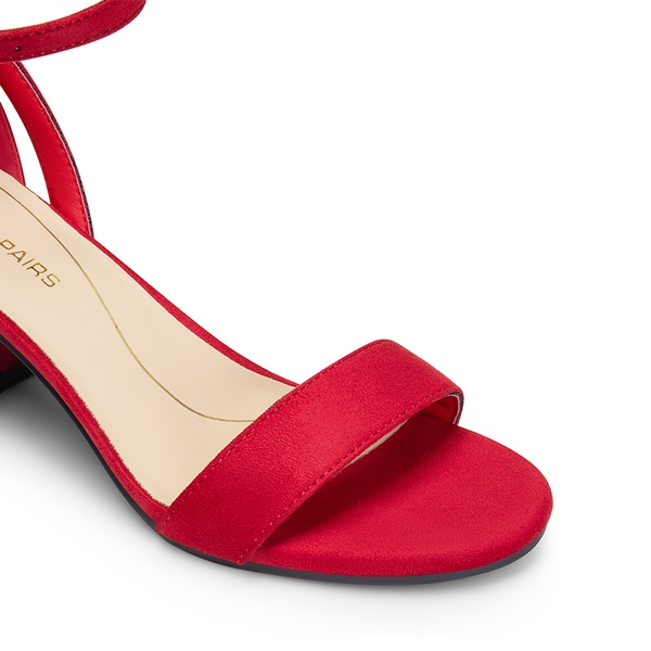 Women’s Classic One-Strap Heeled Sandals - RED - 4