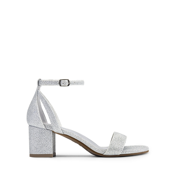 Women’s Classic One-Strap Heeled Sandals - SILVER-GLITTER - 1