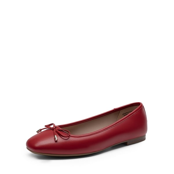 Women’s Elegant Pearl Rhinestone Flats - RED -  0