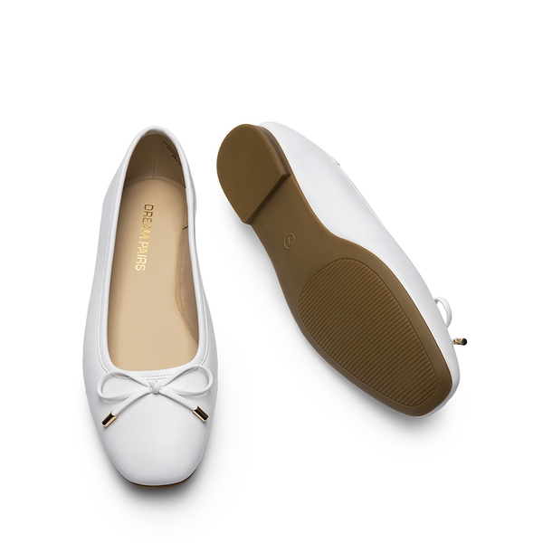 Women’s Elegant Pearl Rhinestone Flats - WHITE - 4