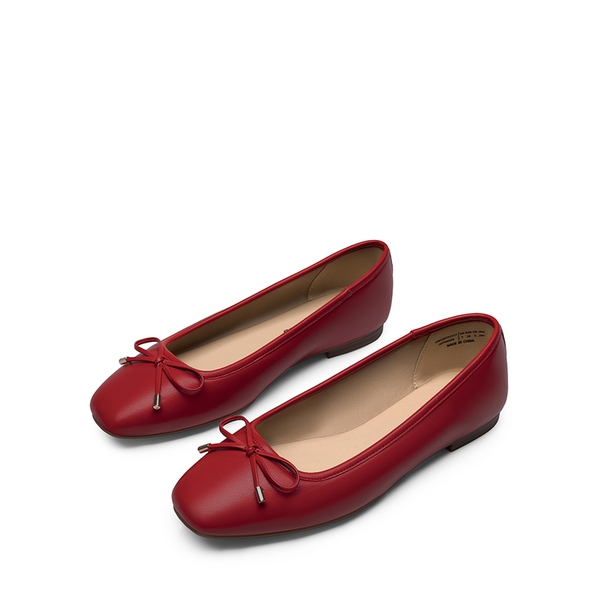 Women’s Elegant Pearl Rhinestone Flats - RED - 3