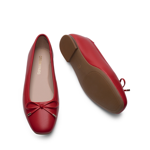 Women’s Elegant Pearl Rhinestone Flats - RED - 4