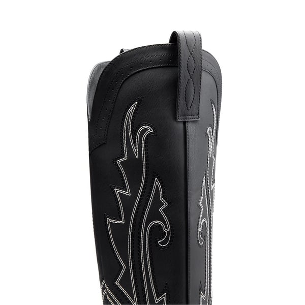 Women’s Mid Heel Western Style Boots - BLACK - 5