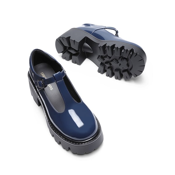 Y2K Chunky Sole Mary Jane Pumps - NAVY - 5