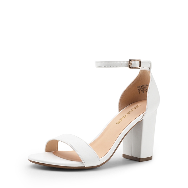 Women’s High Block Heel Dress Sandals - WHITE -  0