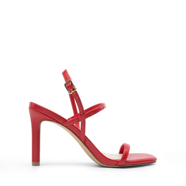 Women’s Strappy Sparkly Stiletto Heels - RED-PU - 1