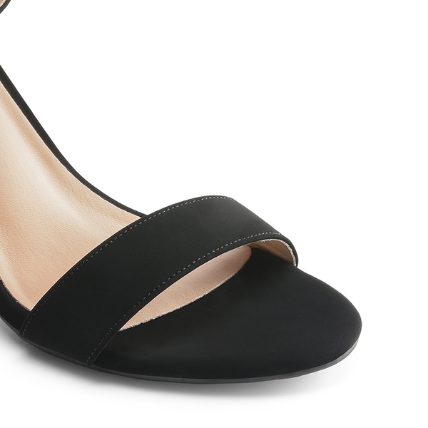 Women’s High Block Heel Dress Sandals - BLACK-NUBUCK - 4