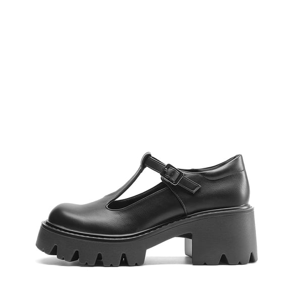 Y2K Chunky Sole Mary Jane Pumps - BLACK-PU - 2