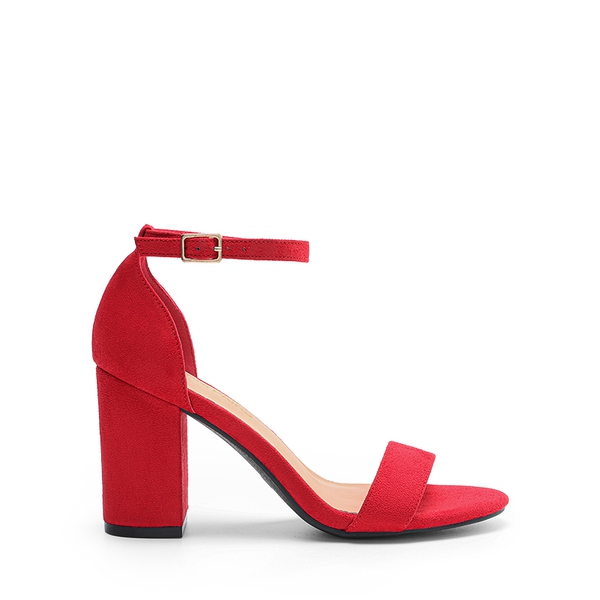 Women’s High Block Heel Dress Sandals - RED - 1