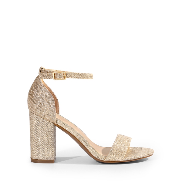 Women’s High Block Heel Dress Sandals - GOLD - 1