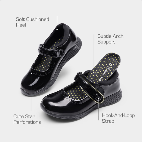 Girls’ Lightweight Star Cutout Mary Jane Shoes - ALL BLACK - 3