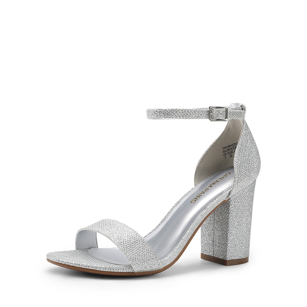 Women’s High Block Heel Dress Sandals - SILVER -  0